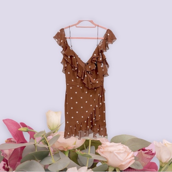 NICHOLAS

Rust Spot Wrap Frill Mini Dress US size 6 - Picture 8 of 17